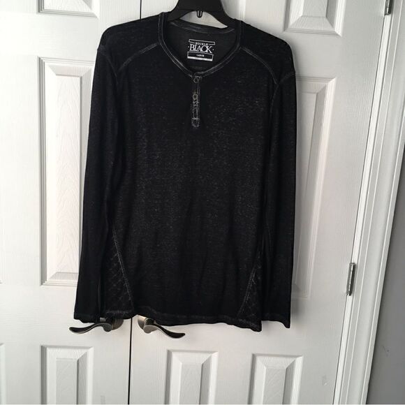 Buckle Black Men’s Long Sleeve Distressed Henley Shirt - Size Large - Picture 1 of 13